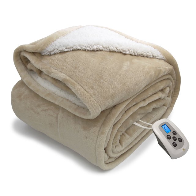 Heated Blanket Twin Linen Electric Throw with 10 Heat Settings/Safety