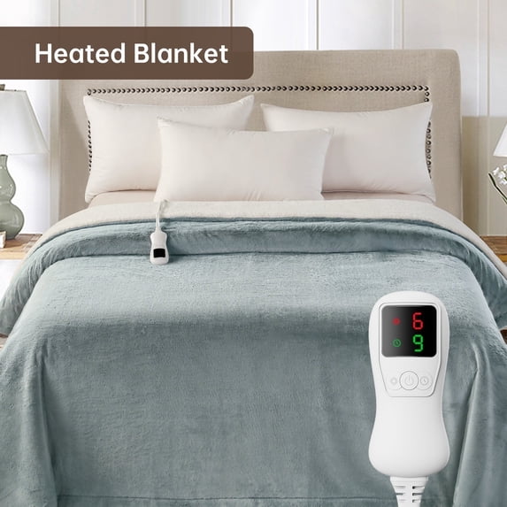 Heated Blanket Twin Size, Washable Heated Blanket Electric, Electric Blanket, Light Gray, 62" x 84", Blanket Warmer Heating blanket Heat Warming Blanket Electric Blanke Heater
