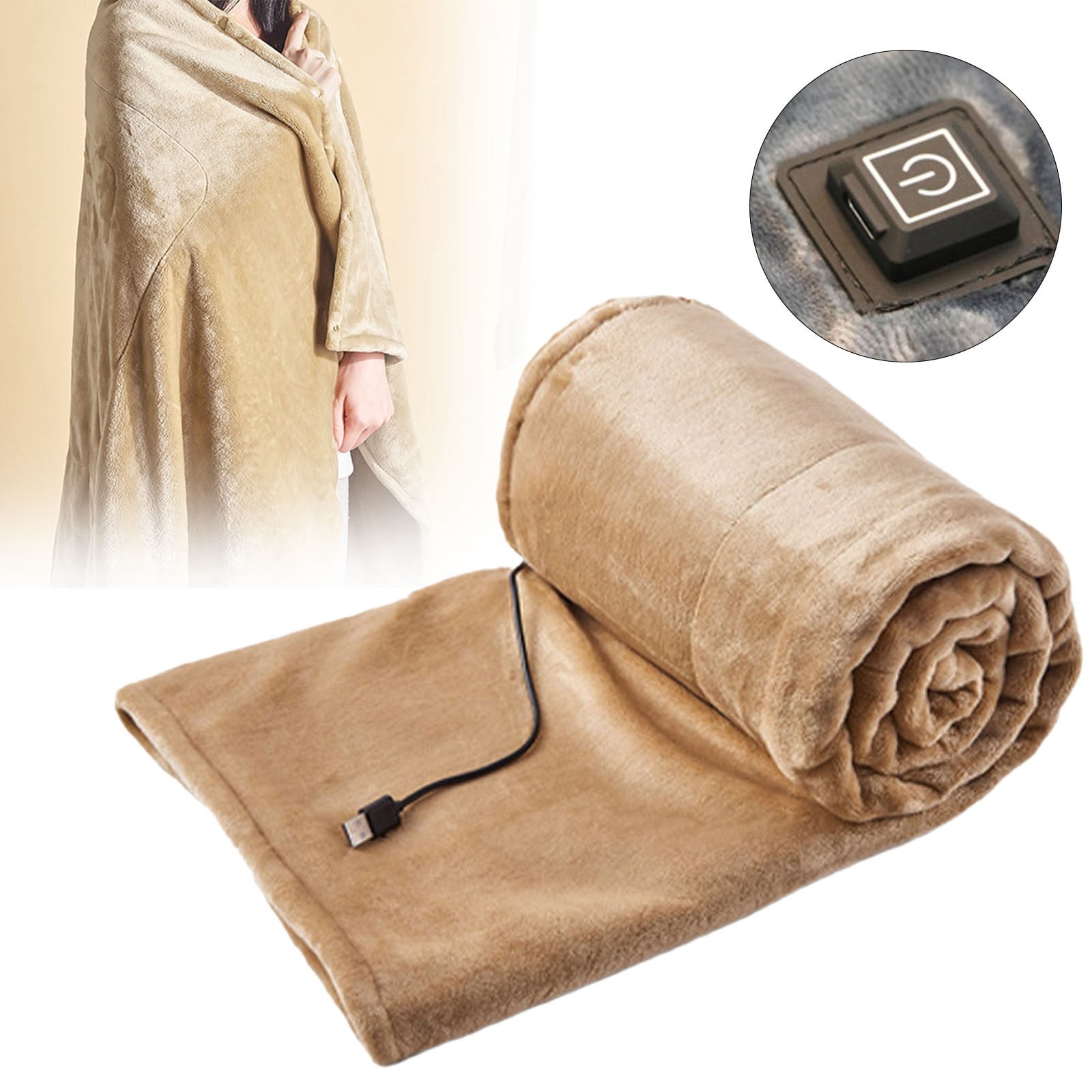 Heating Pad Heated Blanket Usb Blanket Warm Blanket Warm Knee Washable Warm Shawl Blanket，Usb Throw Washable Heated Blanket Cordless for Camping Winter
