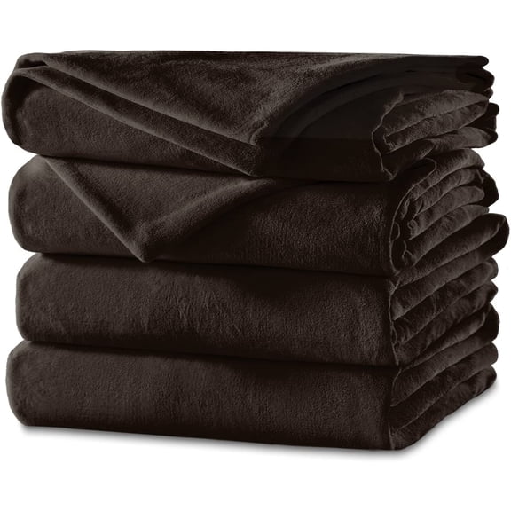 Heated Blanket | Velvet Plush, 10 Heat Settings, Walnut, King - BSV9GKS-R470-12A44