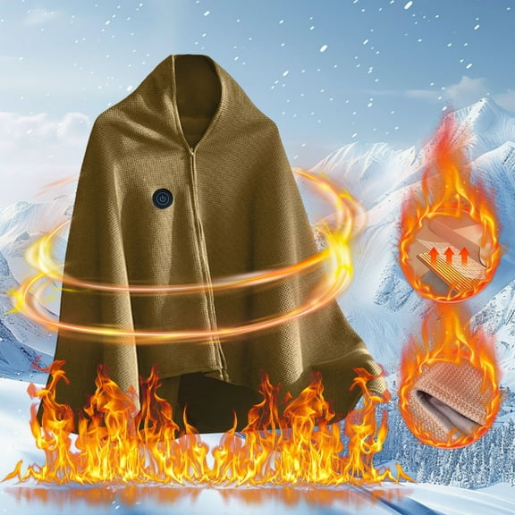 Heated Blanket Wearable Heating Shawl with Zipper, Portable Soft Warm Throw Wrap, Adjustable Heat, Cozy Gift for Women & Men Valentine’s Day