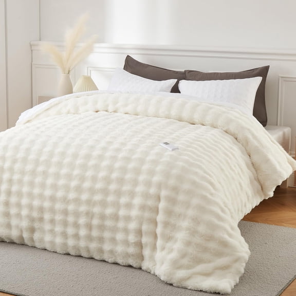 Heated Blanket with Wireless Controller, 90''*90'' Queen Size Electric Comforter Blanket, 6 Heat Levels & 10 Hours Auto-Off, Winter Warm Luxury Fuzzy Bedding, Beige
