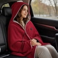 thumbnail image 1 of Heated Blanket for Women, USB Wearable Heated Shawl Wrap with Hood and Zipper, Soft Fleece Lining Heating Poncho for Home Office Travel Outdoor Use, Winter Holiday Gift, 1 of 6
