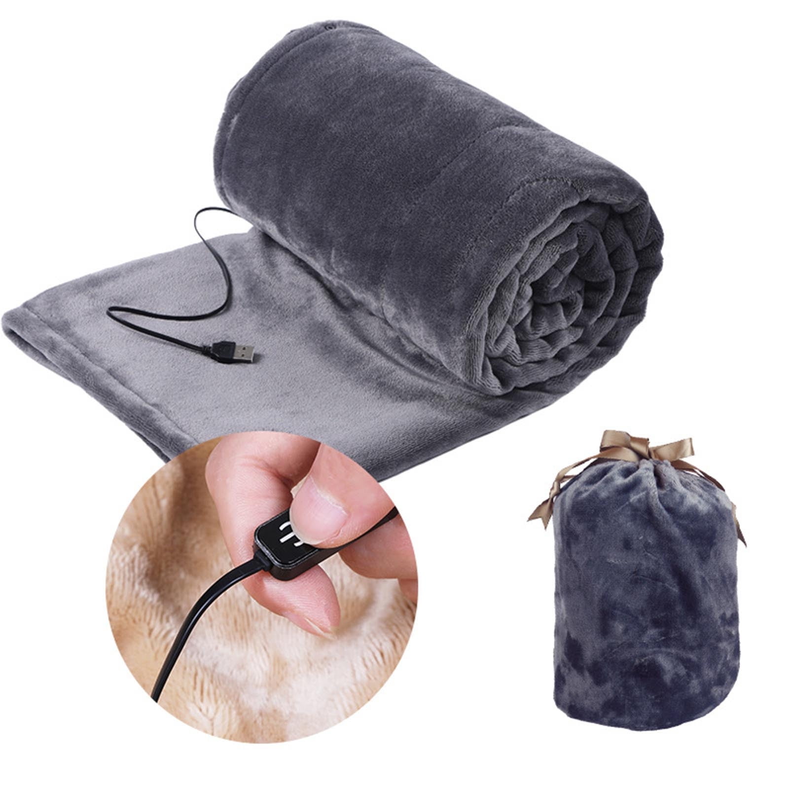 Heated Blanket for Camping, InsCrazy USB Flannel Blanket Heating Low Voltage Mattress Non Leakage Blanket Third Gear Temperature Regulation 160x85cm