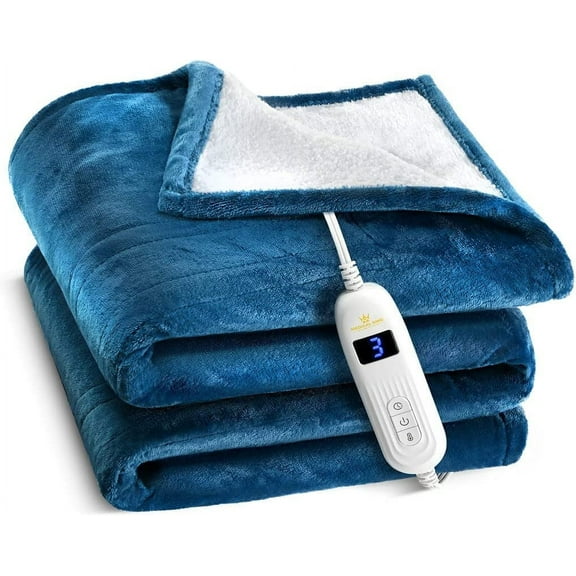 Heated Blanket with Hand Controller for 10 Heating Settings - Electric Blanket with auto Shut-Off ( Blue 50 x 60) - MedicalKingUsa