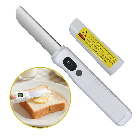 Heated Butter Spreader, Rechargeable Stainless Steel Heating Knife, Dual Temperature, IP68 Waterproof, LED Digital Screen & Auxiliary Light, Portable Kitchen Gadget for Toast and Baking