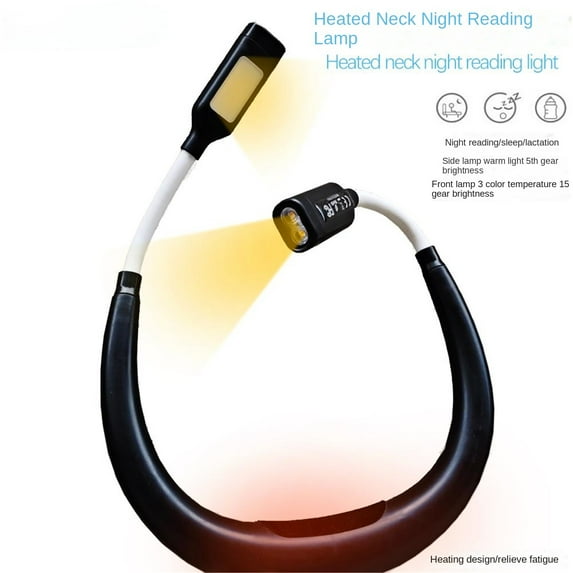 Heated COB Neck Lamp - 3 Color Temperatures and 11 Lighting Modes, USB-C Rechargeable Hands-Free Reading Light with Heat Therapy for Outdoor and Travel