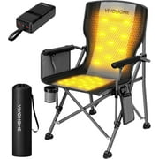 SPECSTAR 45W Padded Heated Camping Chair with 27000mAh Power Bank, Heated Portable Folding Lawn Chair for Outdoor Sports, 3 Levels of Heat, Overheat Protection System, Black and Gray