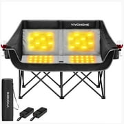 SPECSTAR 45W Padded Heated Double Camping Chair with 2 x 27000mAh Power Bank, Heated Oversized Portable Loveseat for Outdoor Sports, 3 Levels of Heat, Overheat Protection System, Navy Blue and Gray