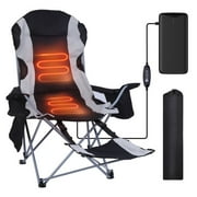 Heated Camping Chair with Footrest, Cooler Bag, Storage Pouch, and Power Bank for Relaxation and Outdoor Adventures (1-Pack)