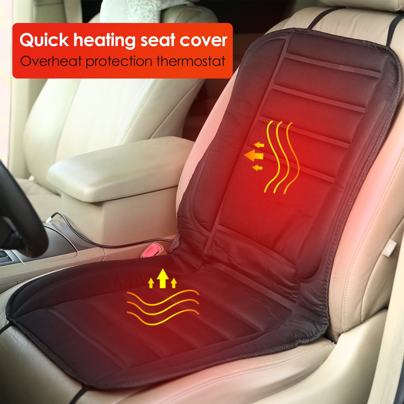 Heated Car Seat Cushion, 12V Auto Seat Cover Warmer with Adjustable Temperature Controller for
