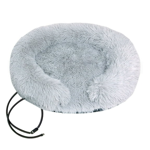 Heated Cat Bed 19.6 Inch - Soft Warming Pet Bed with Adjustable Timer & Temperature Control, Machine Washable Cozy Heating Pad for Indoor Cats and Small Dogs