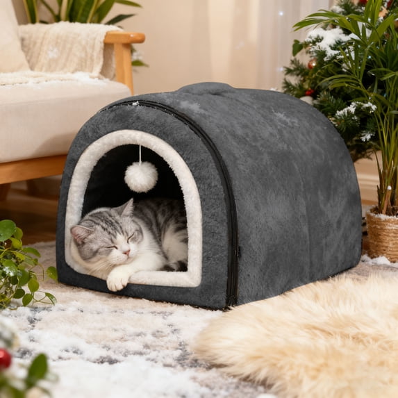 Heated Cat Bed Cat Bed Detachable Semi Enclosed Cat Bed With Arched Roof And Temperature Control Suitable For Small And Medium Sized Cat Breeds Suitable For Winter Home Travel