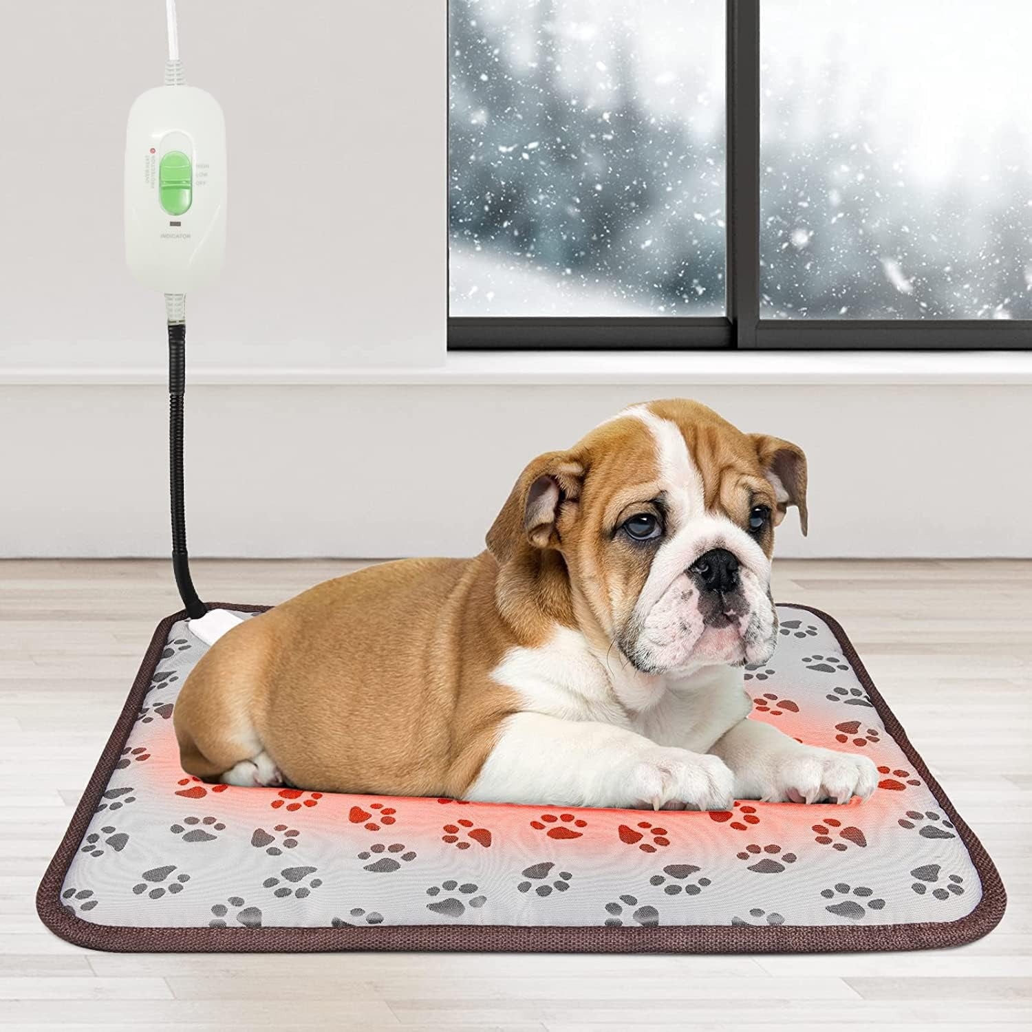 Heated Cat Bed Electric Heating Pad for Cats and Dogs Waterproof Warming Mat AutoOff,24*18inch