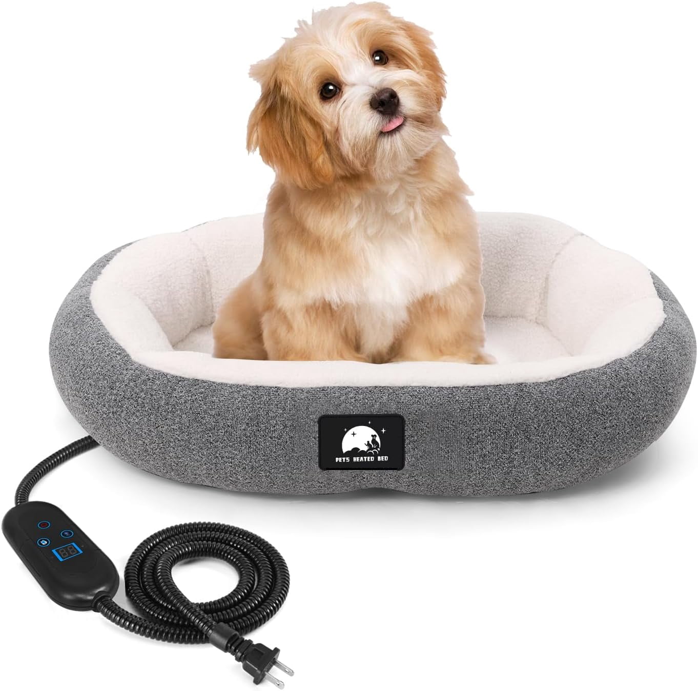 Heated Cat Bed for Small Size Cats, 19" Soft & Cozy Donut Heated Pet ...