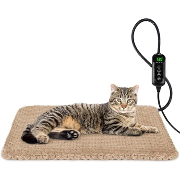 Heated Cat Bed, Waterproof Adjustable Temperature Dog Cat Heating Pad with Timer, Indoor Pet Heating Pad for Cats Dogs Electric Pads for Dogs Cats, Pet Heated Pad