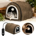 thumbnail image 1 of Heated Cat Bed with Temperature Control Detachable Arched Roof Semi Enclosed Design for Small Medium Sized Cats Winter Home and Travel Use, 1 of 6