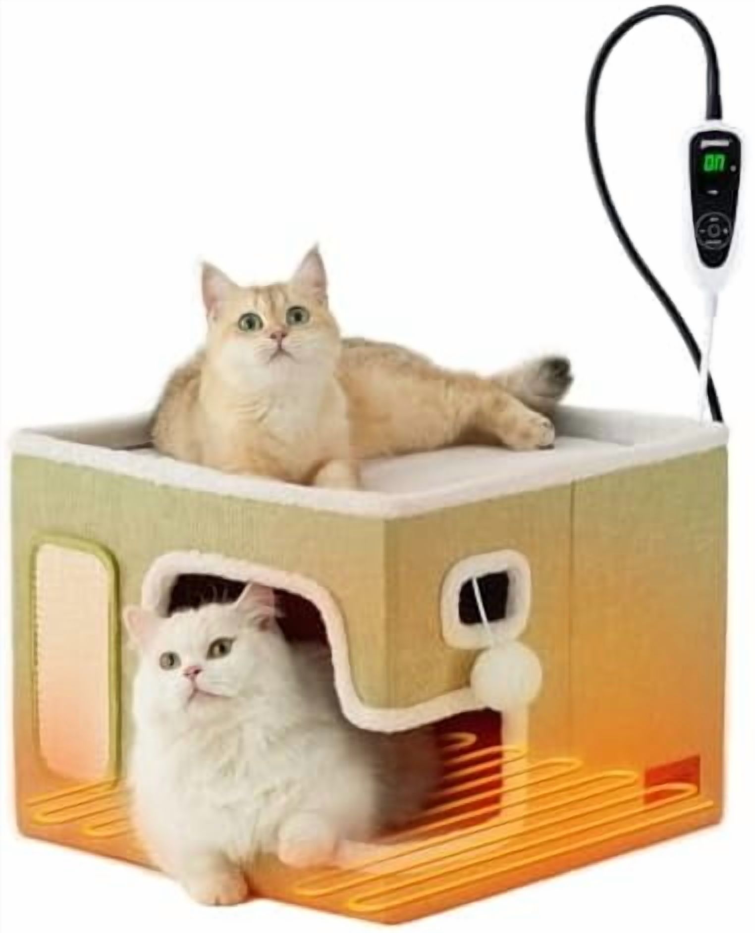 Heated Cat House for Indoor Cats - Cat Warming Bed for Winter with ...