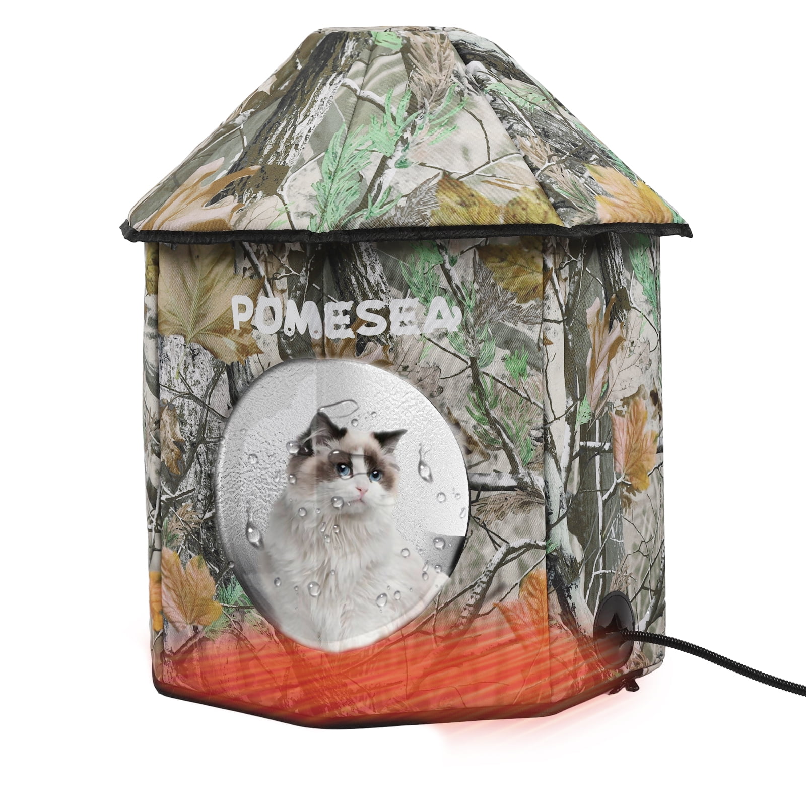 Heated Cat House for Indoor Outdoor Kitty with Heating Pad, Intelligent