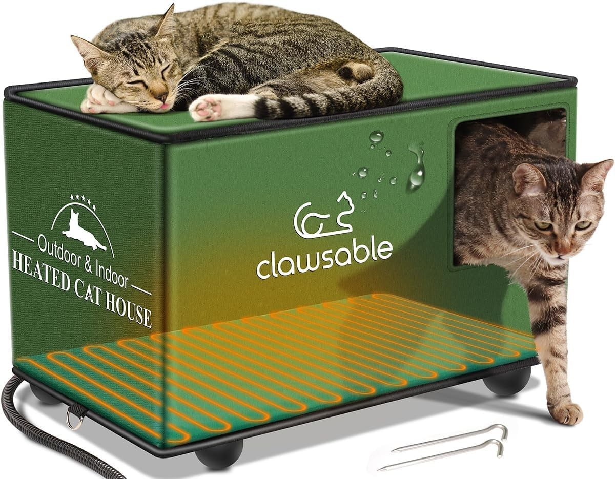 Heated Cat House for Outdoor Cats in Winter, Extremely Waterproof