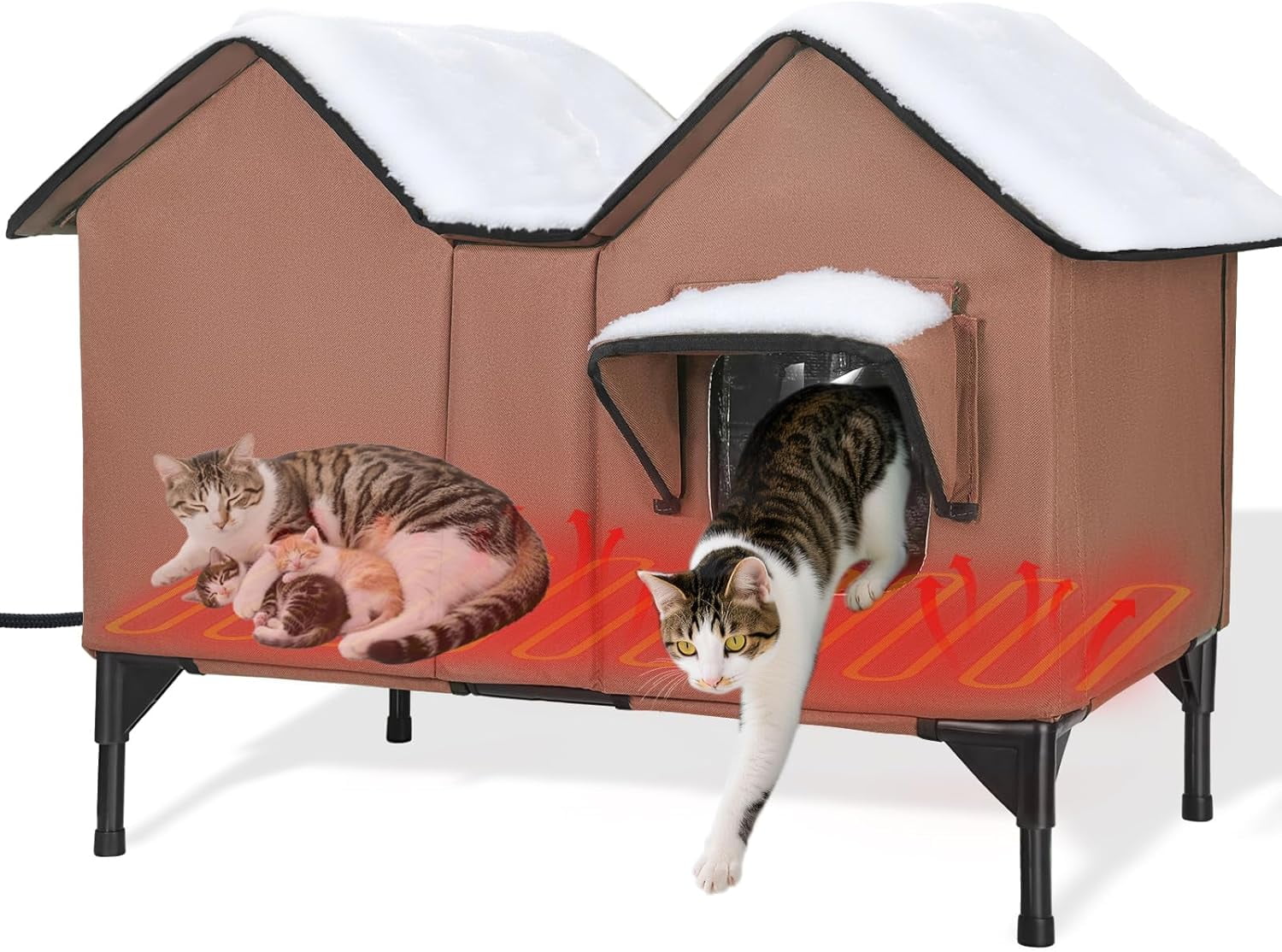 UnderCover Large Insulated Cedar Cat House - Outdoor Shelter For Feral Or Outdoor Cats, Solid Wood Construction