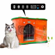 Heated Cat House, Pet Air Conditioned Room, Pet House with Heating and Cooling Function, with Refrigeration, Heating, Ventilation Modes, Suitable for Cats and Small Dogs (Green & Orange)