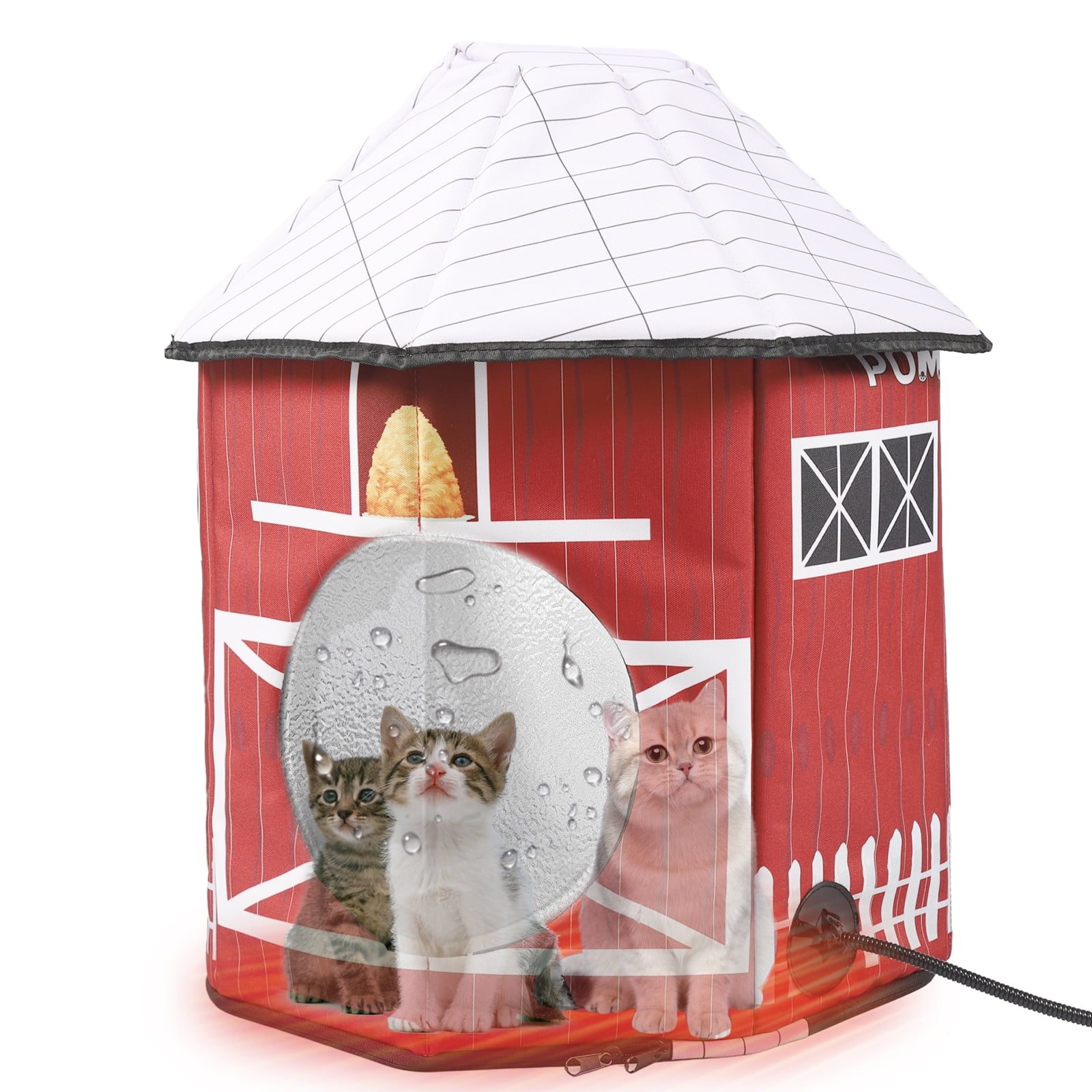 Heated Cat House for Outdoor Cats in Winter, Waterproof Outside Feral