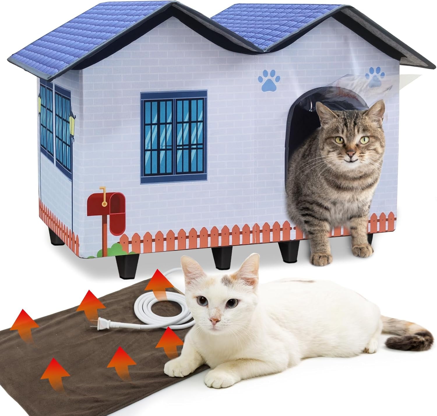 Heated Cat Houses for Indoor/Outdoor Cats with Large Elevated Heated