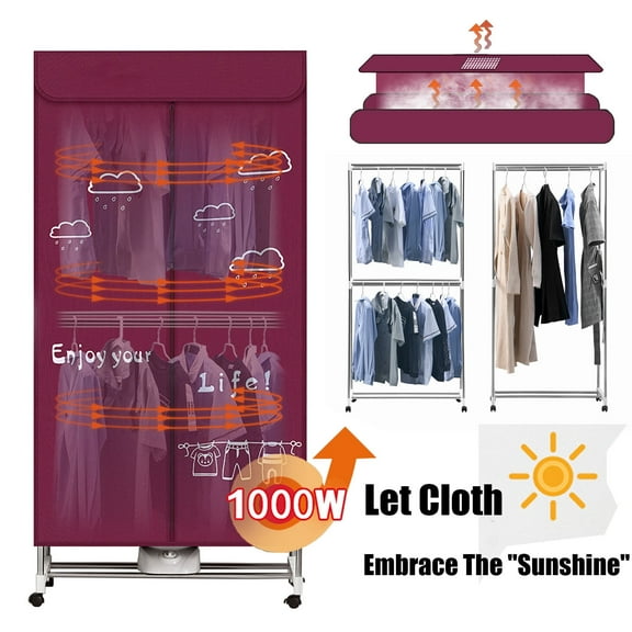 Electric Clothes Dryer, 110V 1000W Portable Clothes Dryer with Timer,  Double Layer Stackable Drying Machine, Stainless Steel Drying Rack, Portable Laundry Dryer for Apartments, RV, Home, Campers