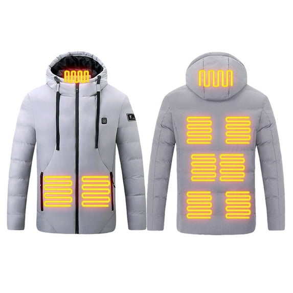 Heated Coats for Men Women Winter Electric Heated Coat with USB Powered 9 Heating Zones (Grey XXXXXL)