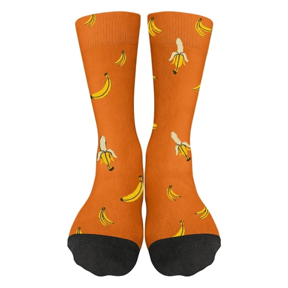 Heated Competitive Banana Socks, Cute Unisex Comfort Crew Socks for Men and Women, Lightweight Breathable Fabric for All-Day Wear, Fun Patterned Sock Design