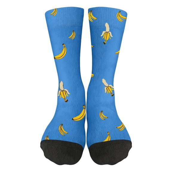 Heated Competitive Banana Socks, Cute Unisex Comfort Crew Socks for Men and Women, Lightweight Breathable Fabric for All-Day Wear, Fun Patterned Sock Design