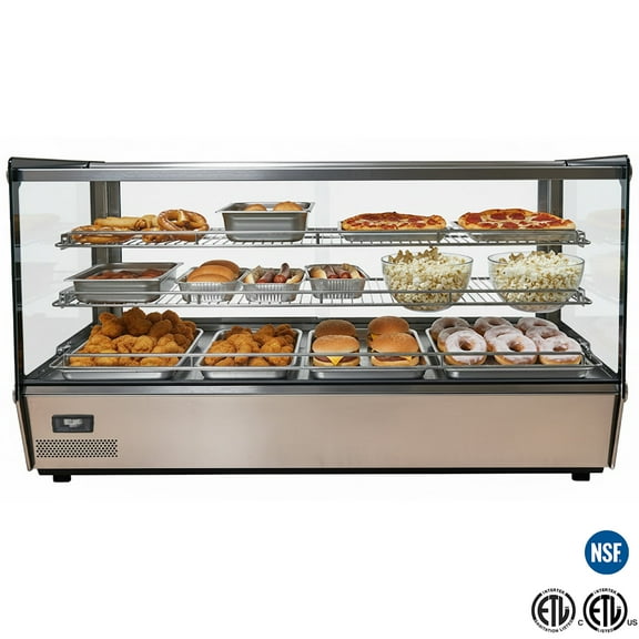 Heated Countertop Display Case 47" Commercial Food Warmer Showcase, NSF Certified