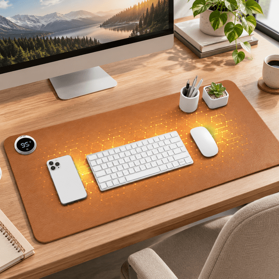 Heated Desk Pad 31.5 X 13 In Mouse With 5 Heat Settings