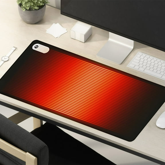 Heated Desk Pad Mouse Pad - Heated Desk Mat - Warm Desk Pad - 3 Levels Heating & Auto Shut-Off, PU Leather Mouse Pad (Black)