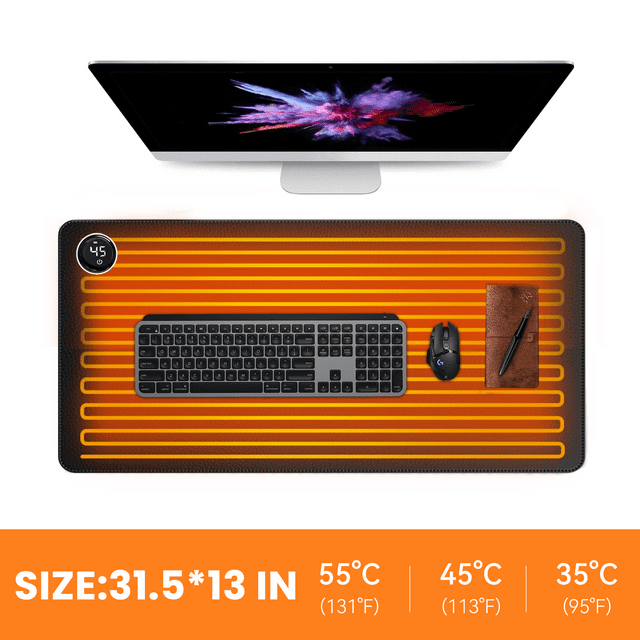 Heated Desk Pad, Warm Mouse Mat with 3 Heating Levels & 6 Auto Shutoff