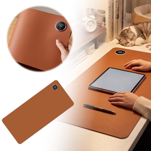Heated Desk Pad with Timer Warm Desk Mat for Home Office Study Gaming Winter Use 23.62 x 14.17 in Orange
