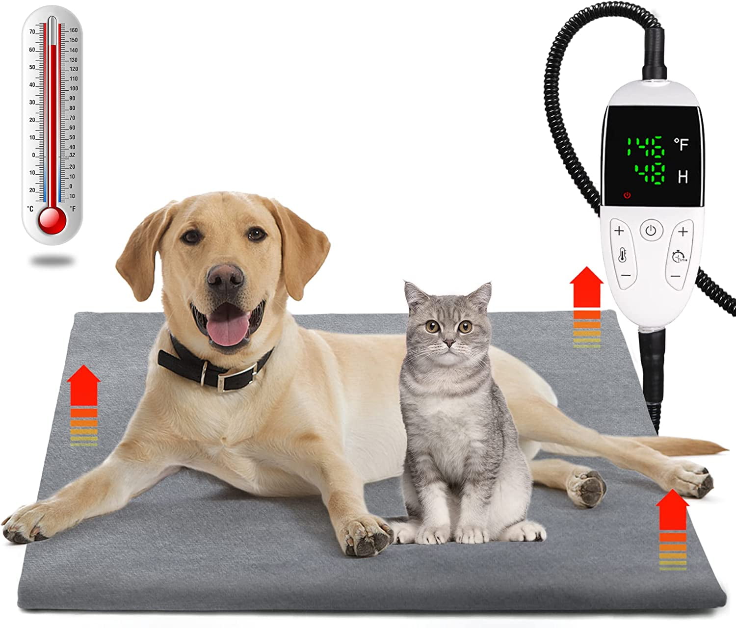 Heated Dog Bed, 2-Sizes Pet Heating Pad Electric Blanket Waterproof Mat ...