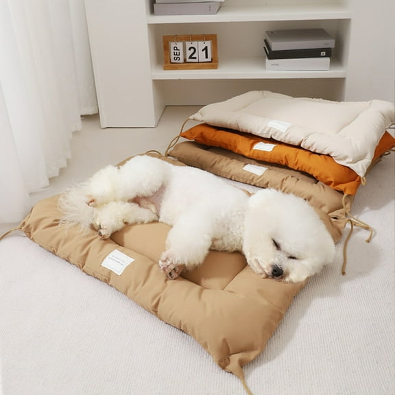 Heated Dog Bed Washable Pet Mat Non-slip Waterproof Orthopedic Support for Large Dogs Winter Warmth Indoor Outdoor Kennel Use, UKHBMC | Khaki