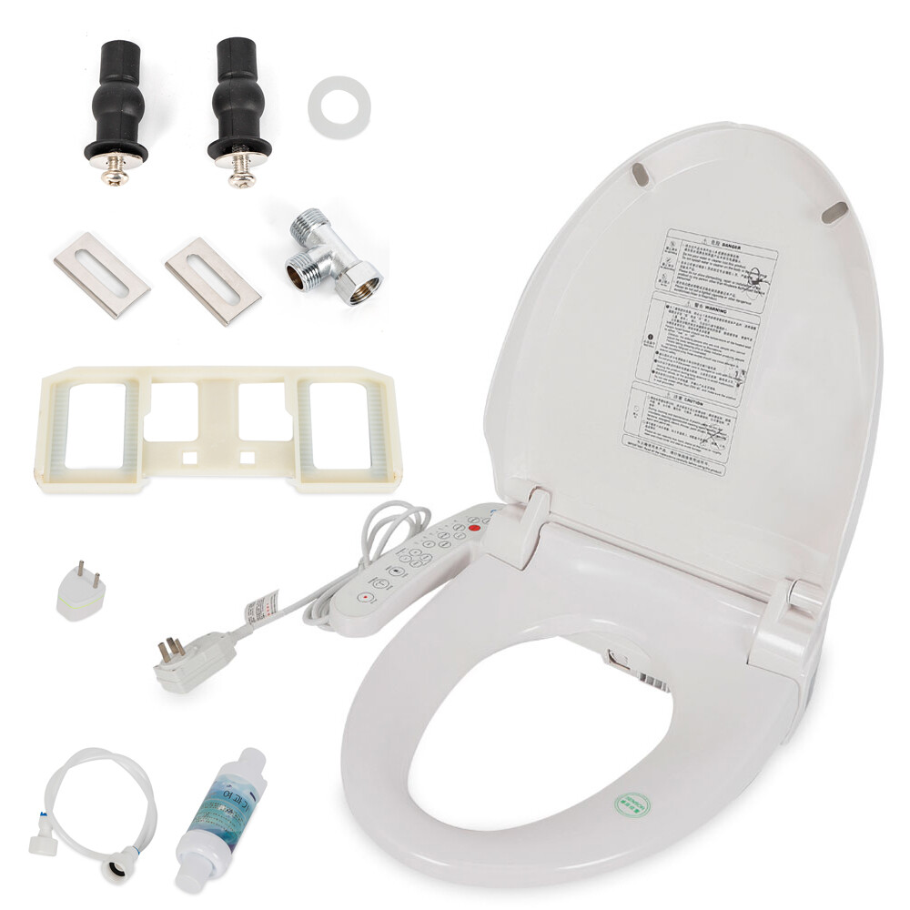 Heated Electric Bidet Toilet Seat with Dual Nozzles & Air Dryer