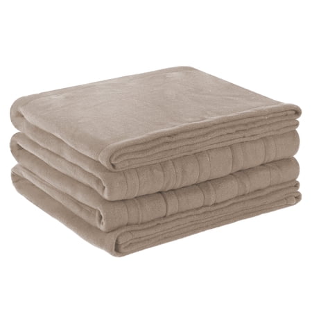 SUNNY HEAT Heated Electric Blanket Full Size 72''x84''- 4 Heat Levels & 10 Hours Auto-off, Fast Heating & Over-Heat Protection, Light Brown