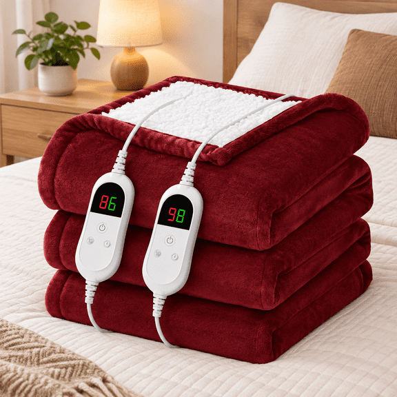Heated Electric Blanket King Size Dual Control 90" X 100" Rose