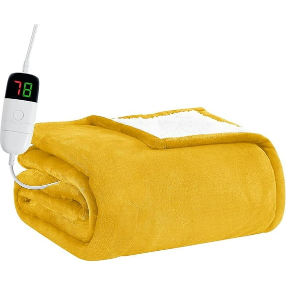 Heated Electric Blanket Queen Size - 84" x 90" Heating Blanket with Dual Control, 10 Heating Levels & 8 Hours Auto Off, Soft Warm Flannel Blanket, Christmas Birthday Gifts for Senior Grandma