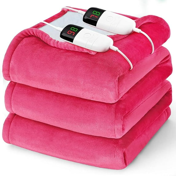 Heated Electric Blanket Queen Size - 84" x 90" Heating Blanket with Dual Control, 10 Heating Levels & 8 Hours Auto Off, Soft Warm Flannel Blanket, Christmas Birthday Gifts for Senior Grandma