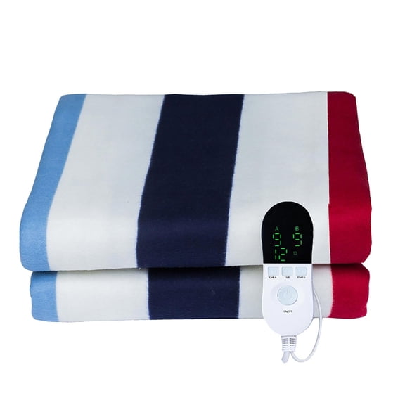 Heated Electric Blanket Queen Size Single Controller Anti-Static Flannel and Sherpa Heating Warming Bed Blanket with 10 Heating Levels 12 Hours Auto Off Fast Heating