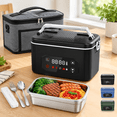 Heated Electric Lunch Box 6.8 Cups Timed Heating Black/White - Walmart.com