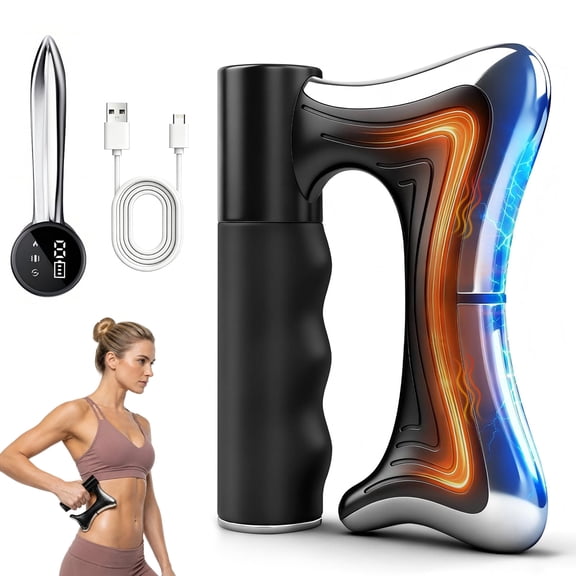 MQHOOB Heated Muscle Scraper Tool, Muscle Scraper with Vibration, Deep Tissue Massage Gua Sha Tool (Black)