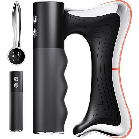 Heated Electric Muscle Scraper with Vibration Large Handle Black