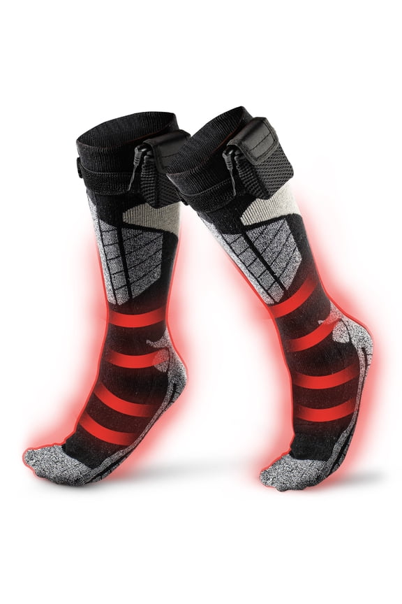 Heated Electric Warm Thermal Socks Battery Operated Winter Foot Warmers For Men in Black, Small