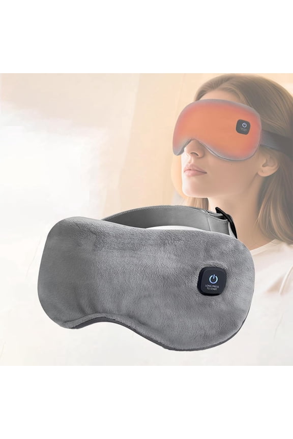 Heated Eye Mask, Sleep Mask with 3 Heat Levels, Cordless Eye Massager Warm Eye Compress, Washable Sleep Eye Mask for Travel Home Use, Grey